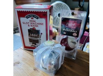 Slot Machine Holiday Decoration, Baseball And Tea Kettle Timer (Dining Room)