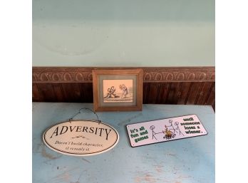 Set Of Two Signs And A Framed Print (Kitchen)