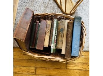 Antique Book Assortment In Basket (Dining Room)