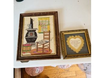 Vintage Framed Cross Stitch And Decorative Framed Print (Dining Room)