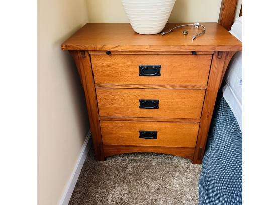 Oak Nightstand With Three Drawers And Pull Out Shelf  No. 2 (Bedroom 2)
