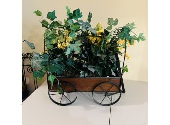 Wood And Metal Wagon With Faux Florals (Kitchen)