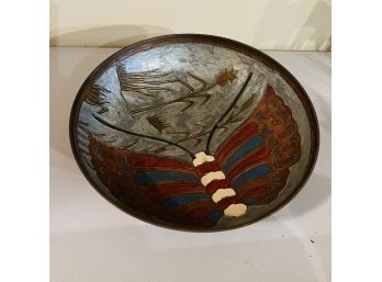 Vintage Metal Bowl With Butterfly Made In India (Kitchen)