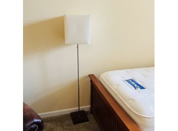 Floor Lamp With Wood Base And White Square Shade (Bedroom 1)