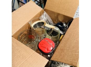 Miscellaneous Box Lot: Cups, Lanterns, Watches, Etc. (Kitchen)