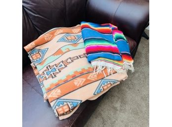 Southwest Fleece And Striped Throw Blankets (Living Room)