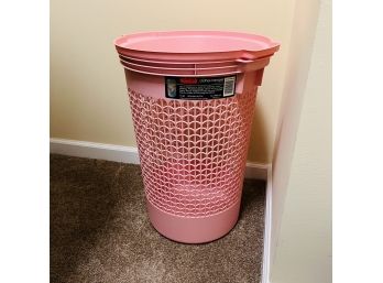 Vintage Rubbermaid Pink Laundry Basket With Lid (Bedroom 2)