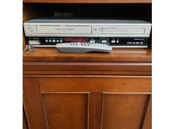 Silver And Black Philips Dual VHS/DVD Player With Remote (Livingroom)