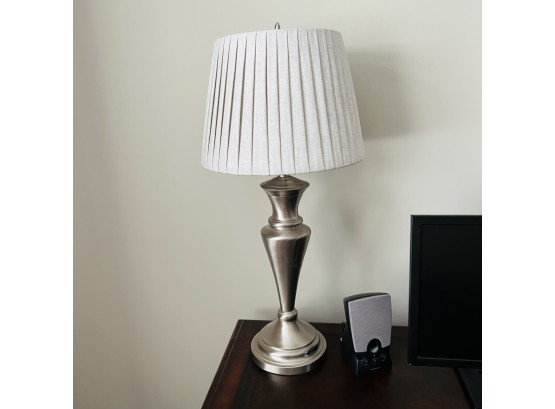 Stiffel Table Lamp With Gray Pleated Shade (Living Room)