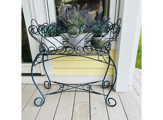 Metal Plant Stand With Faux Potted Lavender