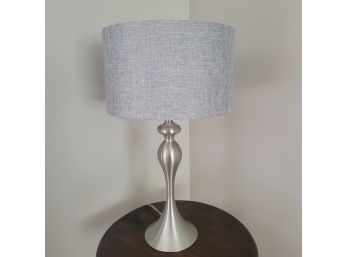 Silver Colored Lamp Grey Shade (Living Room)