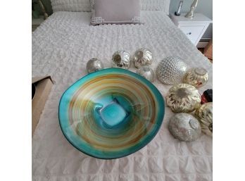 Decorative Bowl With Glass Orbs (Upstairs Bedroom)