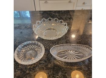 Set Of 3 Cut Glass Serving Dishes (Kitchen)
