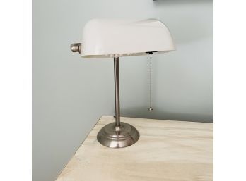 Bankers Lamp With White Glass Shade (Bedroom 1)