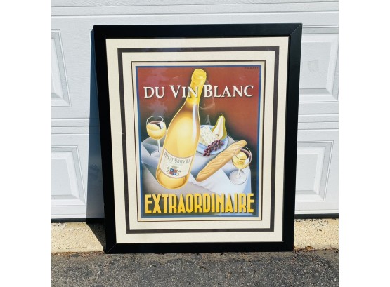 Large Framed Du Vin Blanc Wine Print Art