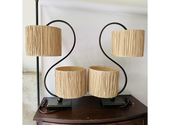 Pair Of Large S-Shaped Table Lamps