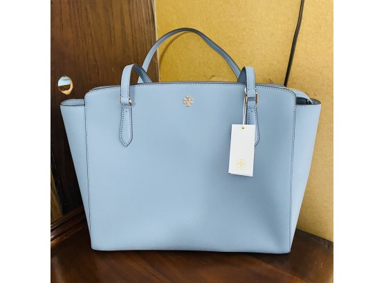 Tory Burch Emerson Top Zip Tote In Blue Cloud  - New With Tags (Sticker No. 18)