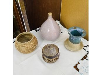 Ceramic Pottery Canister And Vase Lot