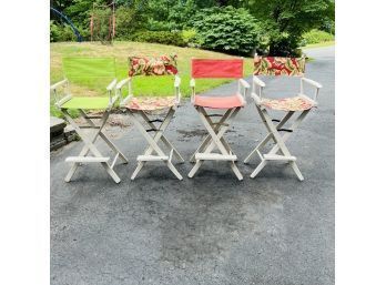 Set Of Four Director's Chairs With Extra Fabric
