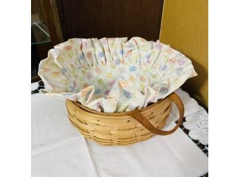 Woven Wood Basket With Cloth Easter Cover