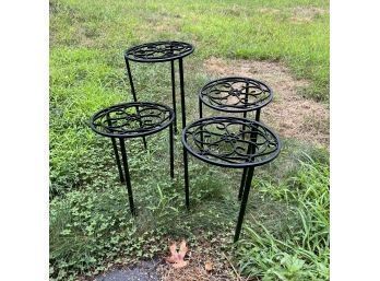 Set Of Four Black Metal Plant Stands