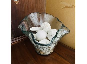 Large Ocean Coral Glass Vase With Potpourri (Bag No. 12)
