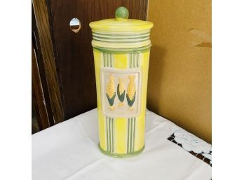 Yellow And Green Ceramic Pasta/Food Storage Canister