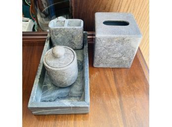 Gray Bathroom Stoneware Set