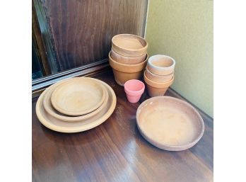 Terracotta/Ceramic Pot And Saucer Lot