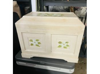Wood Storage Box With Painted Flowers