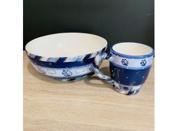 Hand-painted Ceramic Hanukah Bowl And Mug Set (No. 15)
