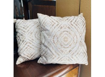 Pair Of Decorative Creme And Beige Throw Pillows