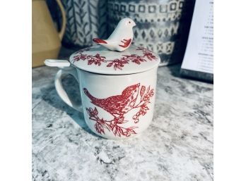 Bird Mug With Lid And Tea Strainer