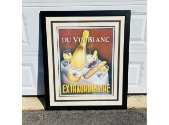 Large Framed Du Vin Blanc Wine Print Art