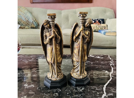 Pair Of Angel Candle Holders (Living Room)