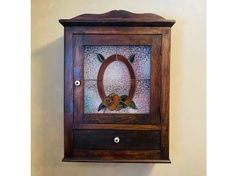 Wood And Stained-Glass Hanging Medicine Cabinet (Upstairs Bathroom)