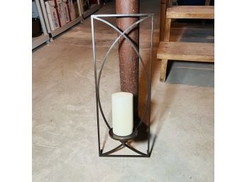 Crate & Barrel Eclipse Metal Sconce With Candle No. 2 (Basement Shelf)