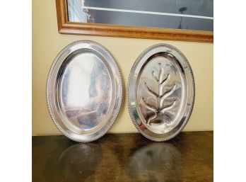 Set Of 2 Silverplated Serving Platters (Dining Room)