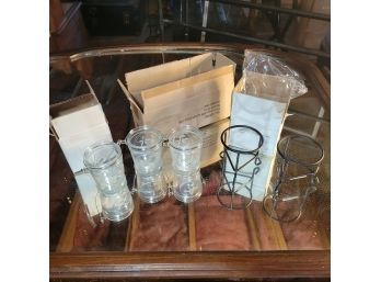 Glass And Metal Star Votive Candle Holders (Basement)