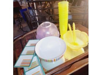 Plastic Picnic Serving Dishes And Cups (Basement)