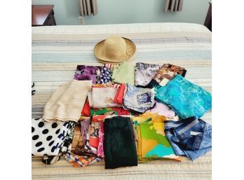Paper Hat And Light Spring Scarfs Lot (Upstairs Bedroom)