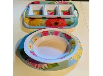 Plastic Floral Dinnerware Set (Basement Shelf)