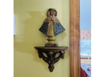 Religious Figure On Wall Mounted Shelf (Entryway)