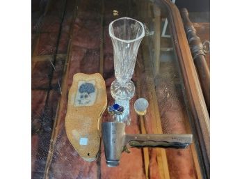 Crystal Vase, Owl Decor, Bar Measuring Tool And More