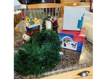 Holiday Assortment: Mini Alaska Nativity, Garland, Partylite, Etc.