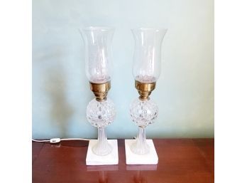 Pair Of Vintage Glass Crystal Lamps (Master Bedroom)
