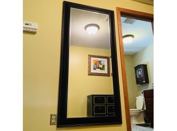 Large Black And Brushed Bronze Framed Wall Mirror (Upstairs Hall)