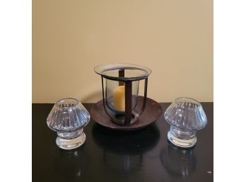 Glass And Metal Candle Holders (Upstairs Bedroom)