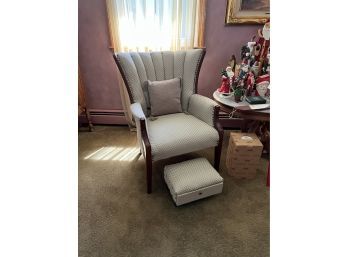 Vintage Upholstered Chair With Matching Storage Foot Stool (Living Room)