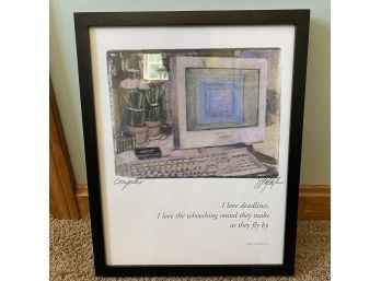 Framed Steve Katz 'Computer' Print Art With Quote (Upstairs Sitting Room)